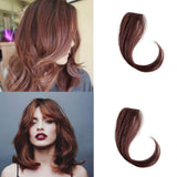2PCS Wave Side Bangs Real Natural Human Hair Bangs Hair Piece, Clip In Bangs Wave Fringe Hair Extensions (Human Hair, Dark Brown)