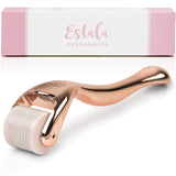 Estala Derma Roller Cosmetic Microneedling Kit for Face, 540 Titanium Microneedle Roller - 0.25mm Microdermabrasion Device - Includes Free Storage Case & Ebook (Rose Gold)