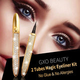 3D Magnetic Eyelashes with Eyeliner Kit, 7 Pairs Pack Reusable False Lashes, 2 Tubes of Waterproof Eyeliners with Tweezer Inside, Invisible Magnets Wear More Comfortable, No Additional Glue Needed