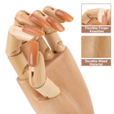 Nail Training Practice Hand, YaFex Flexible Fake Train Hands for Acrylic Nails, Nails Practice Paint Display, Wood Manicure DIY Practice Tool for Beginners Techs Home Salon