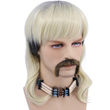 Cosplay Wig for Men with 6 Earrings and Necklace and Mustache