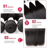 18 20 22 Brazilian Virgin Hair Straight 100% Unprocessed Human Hair Hair Extensions Natural Color (18 20 22, Black)