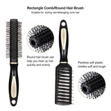 5 Pieces Hair Brush Set Detangling Brush Paddle Brush Round Hair Brush Tail Comb Wet Dry Brush for Women Men Hair Styling (Black)