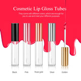 30 Pcs Lip Gloss Tubes With Wand Empty Wholesale Clear Pink Lip Oil Tubes 10ML Refillable Lip Balm Bottles with Rubber Insert for DIY Makeup Such as Lip Samples, Homemade Lip Balm (Golden)