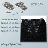Vivien Natural Black Kinky Straight Clip in Hair Extensions 18 inches Off Black Clip in Human Hair Extensions Yaki Straight 7pcs Brazilian Human Hair Clip ins for Women 120G