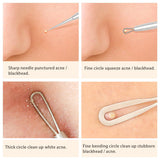 Blackhead Remover Pimple Extractor Tool, Vikano 7pcs Blackhead Extractor, Comedone Extractor Acne Removal Kit for Blemish, Whitehead Popping, Zit Removing for Nose Face with Leather Bag (Silver)