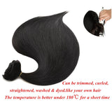 Friskylov Black Straight Hair Extensions Clip in Human Hair Douoble Weft 16Inch Real Human Hair Clip in Extensions 8A Grade 100g/3.52oz 7Pieces With 16Clips Thick Hair Extensions Clip ins