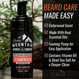 Beard Shampoo Wash - Vitamin B5 & Dead Sea Salt with Cedarwood Scent- Foaming Formula for All Beard Types – Prevents Dry Itchy Beards – Paraben, SLS & DEA Free - 5oz - by Rocky Mountain Barber Company