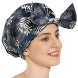 VVolf Shower Cap for Long Hair, Shower Caps for Women Bath Cap Turban Shower Caps Waterproof Reusable Shower Cap for Hair (Black)