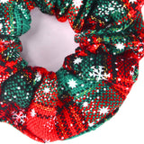 Christmas Hair Scrunchies Soft Cotton Women Scrunchies Hair Ties 5pcs Hair Bands Plaid Elastic Hair Scrunchy Christmas Supplies Hair Accessories Top Knots Buns Women Girls