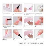 Yayoge Poly Gel Nail Kit With UV Lamp - 30ml Polygel Nail Builder Gel Extension Kit With Slip Solution All In One Set French Nail Art Design Beginner Kit