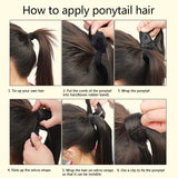 Hetto Natural Ponytail Extension Wrap Around Clip in Straight Hair Piece 16 Inch Ponytail Extension Blonde Highlighted Human Hair Extensions for Women 80 Grams