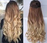 25 Inches One Piece Half Head Long Clip in Ombre Wavy Curly Hair Extensions Two Tones 120 Grams … (25 Inches, Light brown/sandy blonde)