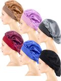 6 Pieces Satin Sleep Cap Elastic Wide Band Hat Night Sleeping Head Cover for Good Sleeping