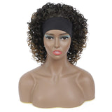 Headband Wig Short Afro Curly Wigs For Black Women Mixed Color Heat Resistant Fiber Synthetic Big Bouncy Fashion Lady Costume Wig 10 Inches(1B/27)