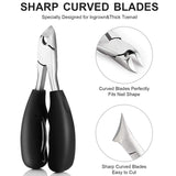 2 Packs Ingrown Large Toenail Clippers for Thick Toenails Heavy Duty Easy Grip Rubber Handle Style Toenail Clipper Ingrown Toenail Tool for Men, Seniors, Adults (Black)