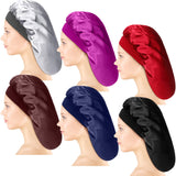 6 Pieces Large Satin Silk Bonnet Satin Sleeping Cap 2.36 Inch Elastic Wide Band Hat Adjustable Night Sleeping Hair Bonnet for Women Girls, 16.5 Inch in Diameter