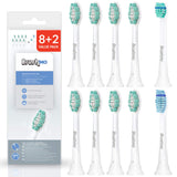 Brushmo Replacement Toothbrush Heads Compatible with Phillips Sonicare Electric Toothbrush Value Pack (8+2).