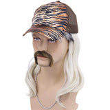 Cfalaicos Tiger King Joe Exotic Costume Wig with Hat (Tiger Pattern Hat + Wig Set)