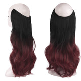 FESHFEN Halo Hair Extensions, Invisible Secret Wire Hidden Crown Hair Extensions One Piece Curly Wavy Hidden Hair Extension Synthetic Hairpieces for Women, 18 inch