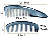 Wide Tooth Comb and Fine Tooth Combs,Buffalo Ox Horn Comb for Women Men (2PCS)