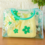 Clear Cosmetic Bag Flower Waterproof Plastic Zipper Bags Portable Travel Toiletry Organizer with Handle