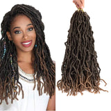 Ling Xiu 18 Inch Nu Faux Locs Crochet Hair 5 Packs Natural Crochet Braids Goddess Faux Locs Crochet Braids Synthetic Soft Locs Braiding Hair for Women(1B/27)