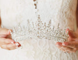 SWEETV Crystal Wedding Tiara for Women, Royal Queen Crown Headband, Rhinestone Princess Hair Accessories for Prom Birthday, Silver