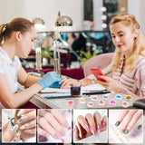 Nail Gems and Rhinestones, Thrilez 4 Boxes Nail Art Rhinestones with 120 Pcs AB Crystal Nail Jewels Diamonds, 1728 Pcs Flatback Nail Rhinestones and 12 Pots Foil Flakes Glitter for Acrylic Nails
