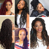 Ombre Burgundy Nu Locs Crochet Hair 18 Inch Prelooped Synthetic Hair Crochet Braids 6Packs Tbug# By Leticia
