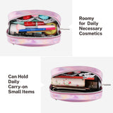 Gonex Small Makeup Bag for Purse Metallic Silver Cosmetics Bag PU Leather Travel Pouch for Women Girls Gifts Portable Water-Resistant Daily Storage Organzier, Pink