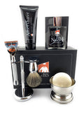 GBS New 7pc Chrome Shaving Set For Men - 5 Blade Chrome Razor - Badger Brush, Stainless Bowl w/Soap,Stand, Lavender Aftershave, and No. 84 Gentlemen's Cologne