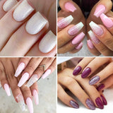 Gershion Dip Powder Nail Kit, Glitter Dipping Powder Nail Starter Kit Dip Nail System with 4 Colors Acrylic Nail Powder Set No Lamp Needed Quick Do Nail Salon at Home P-07