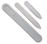 3 pc Genuine Czech, Etched, Crystal Glass, Classy Clear, Manicure/Pedicure Files-set of 3 with 2 Protective Tubes