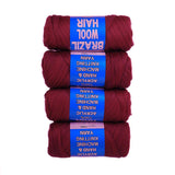 4 Packs Brazilian Wool Hair Yarn, Wool Yarn for Hair Jumbo Braiding& Senegalese Twisting Wool Hair Attachment Knitting Hair Braids (Red Brown)