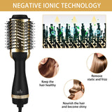 Hair Dryer Brush, 4-in-1 Negative Ionic Hot Air Brush, Hair Dryer and Volumizer, Anti Scald Blow Dryer Brush Reduce Frizz and Static for Women (Golden)