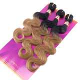 Two Tone Ombre Body Wave Synthetic Hair Extensions 16 18 20 Inches 3 Bundles Color T1/27 Fiber Weave (T1/27#)