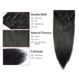 Double Weft 100% Clip in Remy Human Hair Extensions #1 Jet Black 10''-22'' Grade 7A Quality Full Head Thick Thickened Short Soft Silky Straight 8pcs 18clips for Women Beauty 10" / 10 inch 110g