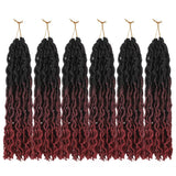 Dec-Mec 6 Packs Gypsy Goddess Faux locs Crochet Hair 18 Inch 3 Tone Ombre Curly Wavy Twist Braiding Hair Extensions 24 Strands/Pack African Roots (18 Inch, T99J/Bug)