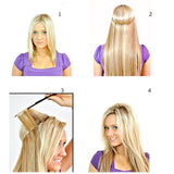 22-24 inches Invisible Wire No Clips in Synthetic Hair Extensions Secret Fish Line Hairpiece