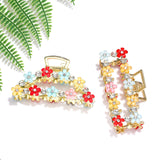 Hair Claw Clips For Women Large Non Slip Rectangle Banana Hair Clamps Clip Sparkling Rhinestone Flower Hair Claw Barrette Clamp Jaw Hair Accessories (3D flower butterfly)