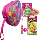 Shopkins Beauty & Care Travel Gift Set For Girls - 5 Shopkins Lip Balms in Cool Reusable Carry Case with Shopkins Toothbrushes, Toothbrush Travel Holder, Tissues & Plasters