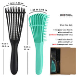 2Pack BESTOOL Detangle Brush, Detangling Brush for Black Natural Hair, Detangler Brush for Faster n Easier Defined Wet Dry 3/4abc Curly, Coily, Kinky Hair with No Pain (Black, Green)