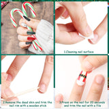 72 Pieces Christmas Fake Nails Artificial Fake Stiletto Fingernails Artificial Full Cover Fingernails with Cute Snowflakes Christmas Trees and Elks for Nail Art Decoration, 12 Sizes (Cute Pattern)