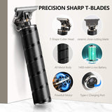 Hair Clippers for Men, Zero Gapped Hair trimmers, Anyfun T-Blade Trimmers for Hair Cutting, Cordless Hair Clippers Barber Clippers，USB Qucik Charge Waterproof Pro Li Trimmers，Easy to clean and use (Black)