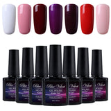Gel Polish Set Blue Velvet 7PCS Soak Off UV LED Glitter Gel Nail Varnish Kit 10ML