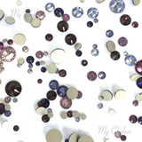 PURPLE Colors mixed with Swarovski 2058 Xilion / 2088 Xirius Rose flatbacks sizes ss5, ss7, ss9, ss12, ss16, ss20, ss30 No-Hotfix rhinestones nail art 144 pcs (1 gross) from Mychobos (Crystal-Wholesale)