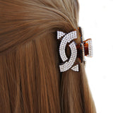 Meilliwish Elegant Crystal Hair Claw Clip for Women (D51)(SemicircleBlack)