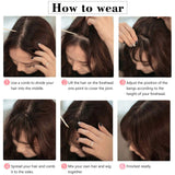 2PCS Wave Side Bangs Real Natural Human Hair Bangs Hair Piece, Clip In Bangs Wave Fringe Hair Extensions (Human Hair, Dark Brown)
