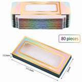 80 Pieces Empty Eyelashes Packaging Paper Eyelash Box Eyelash Holder Case Holographic Design Eyelashes Container for False Eyelash Care Cosmetic Tools